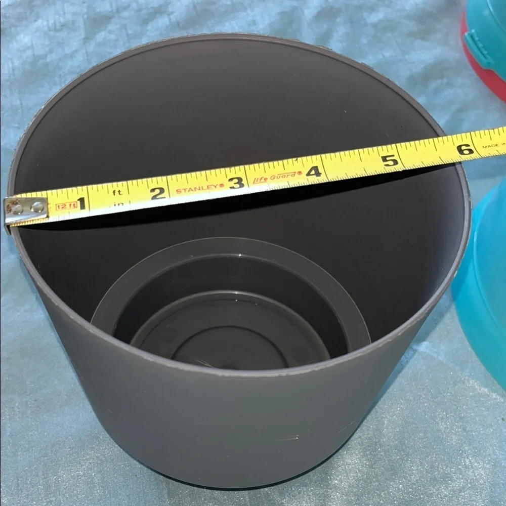 Elegant Gray and Cream Plastic Planters Set Of 2
